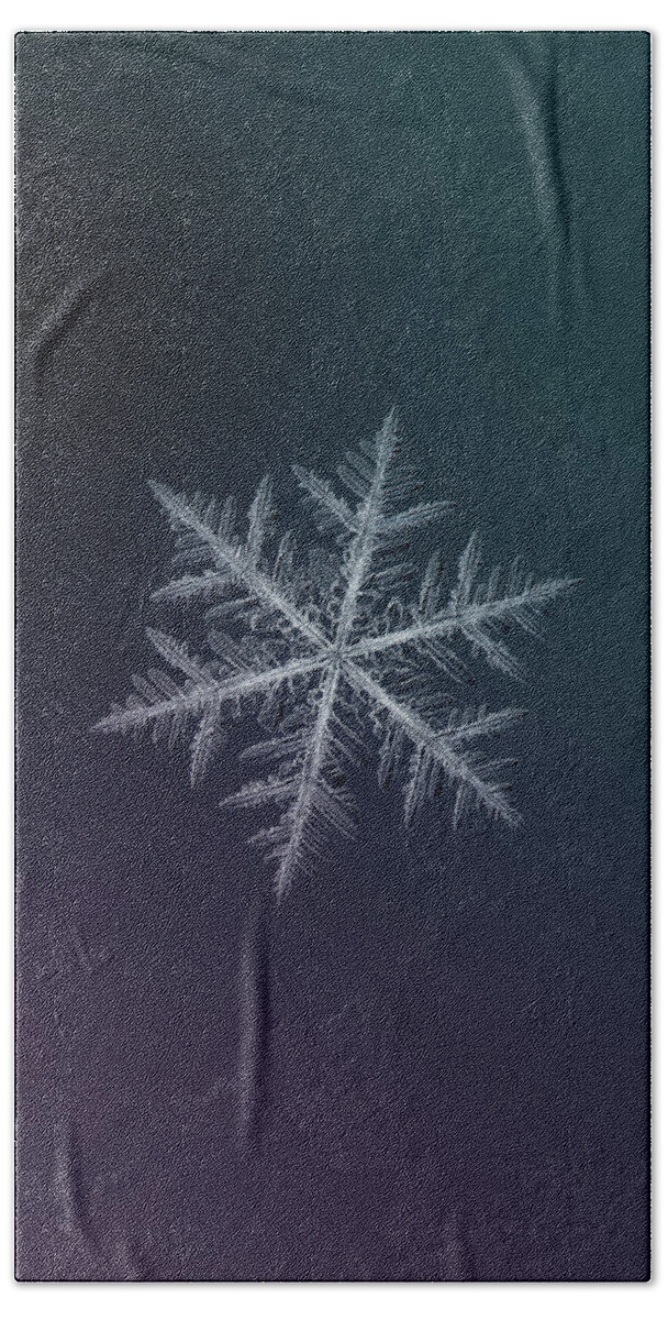Snowflake Beach Towel featuring the photograph Snowflake photo - Neon by Alexey Kljatov