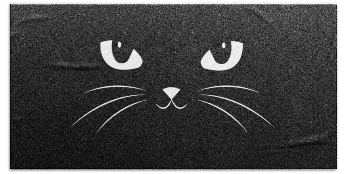 Cat Beach Towel featuring the digital art Cute Black Cat by Philipp Rietz