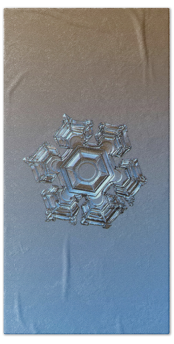 Snowflake Beach Towel featuring the photograph Snowflake photo - Cold metal by Alexey Kljatov
