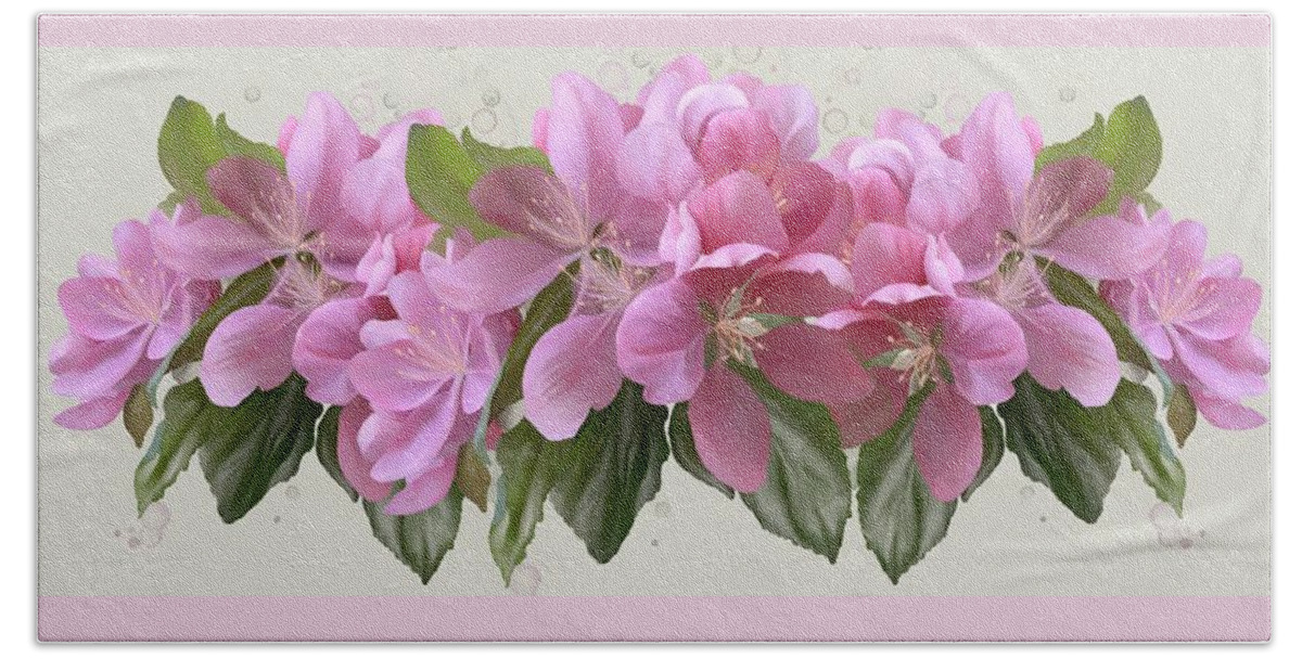  Floral Beach Towel featuring the painting Pink blossoms by Ivana Westin