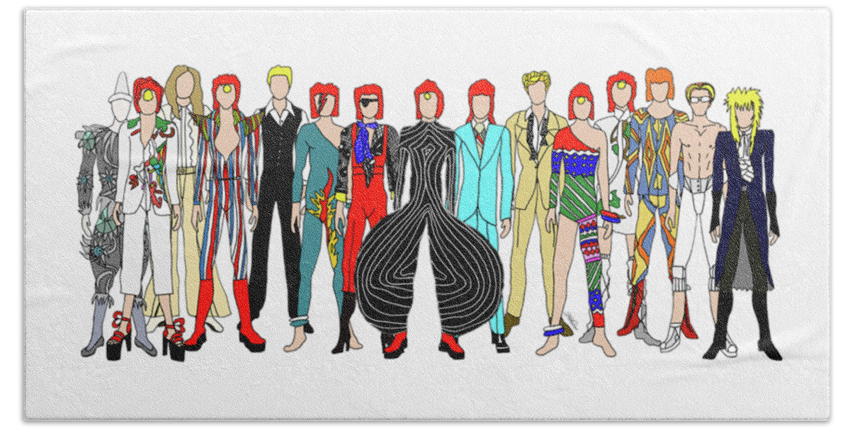 Bowie Beach Towel featuring the digital art Outfits of Bowie by Notsniw Art