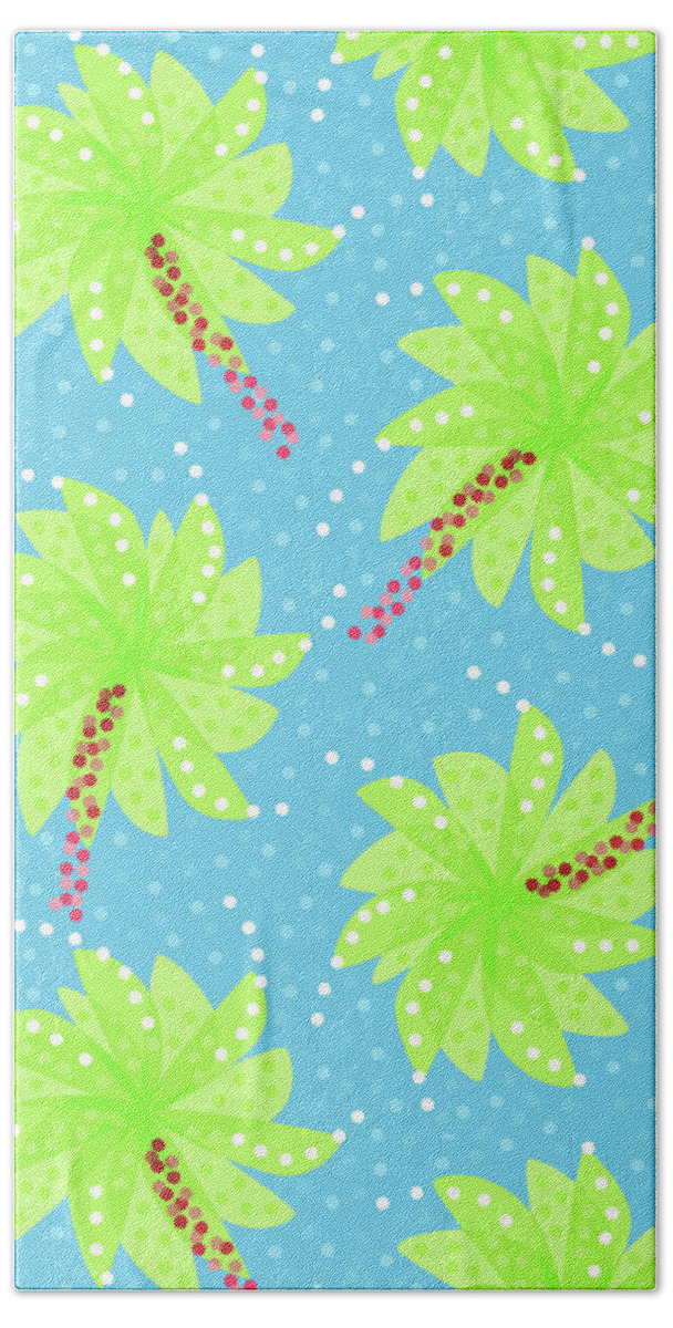 Pattern Beach Towel featuring the digital art Green Flowers In The Wind by Boriana Giormova