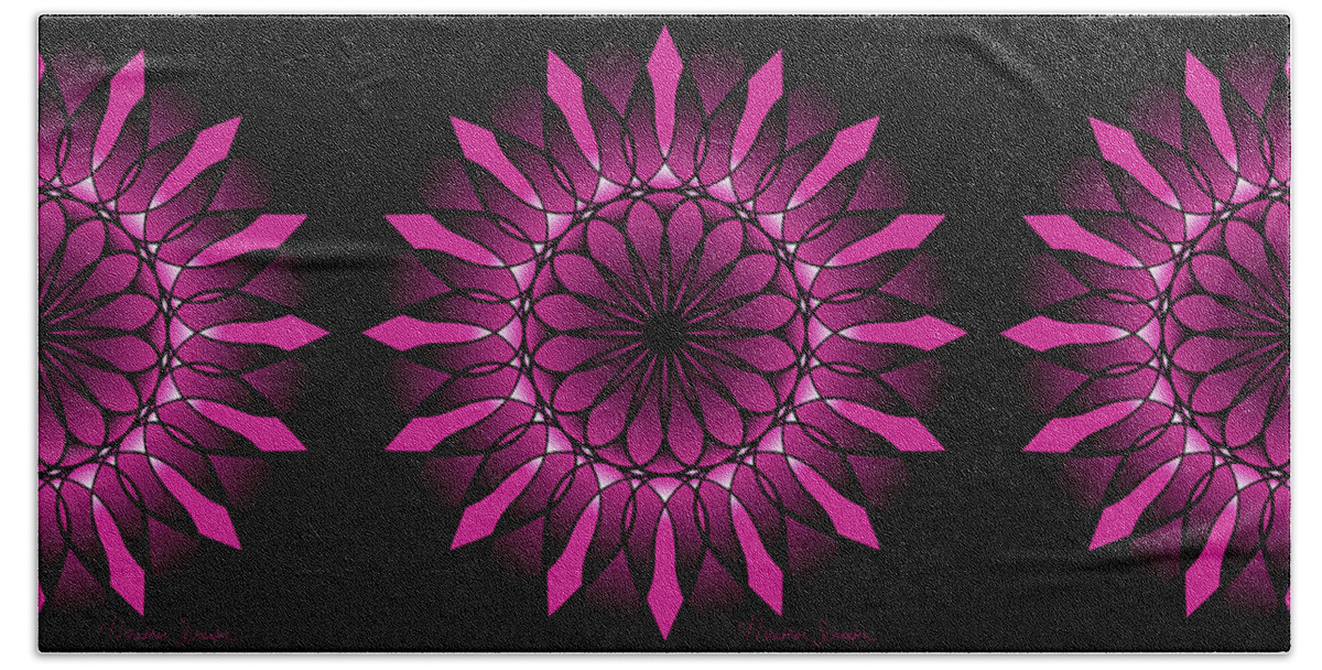 Ombre Beach Towel featuring the digital art Ombre Pink Flower Mandala by Heather Schaefer