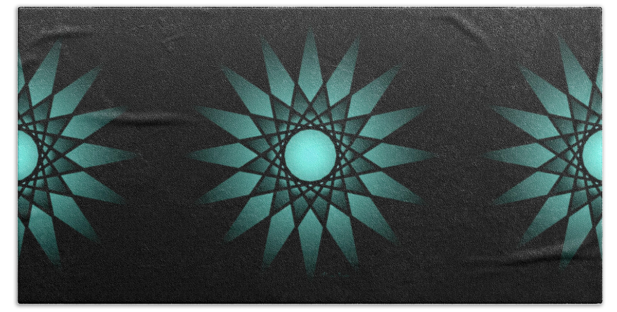 Ombre Beach Towel featuring the digital art Turquoise Ombre Deep Gaze Mandala by Heather Schaefer