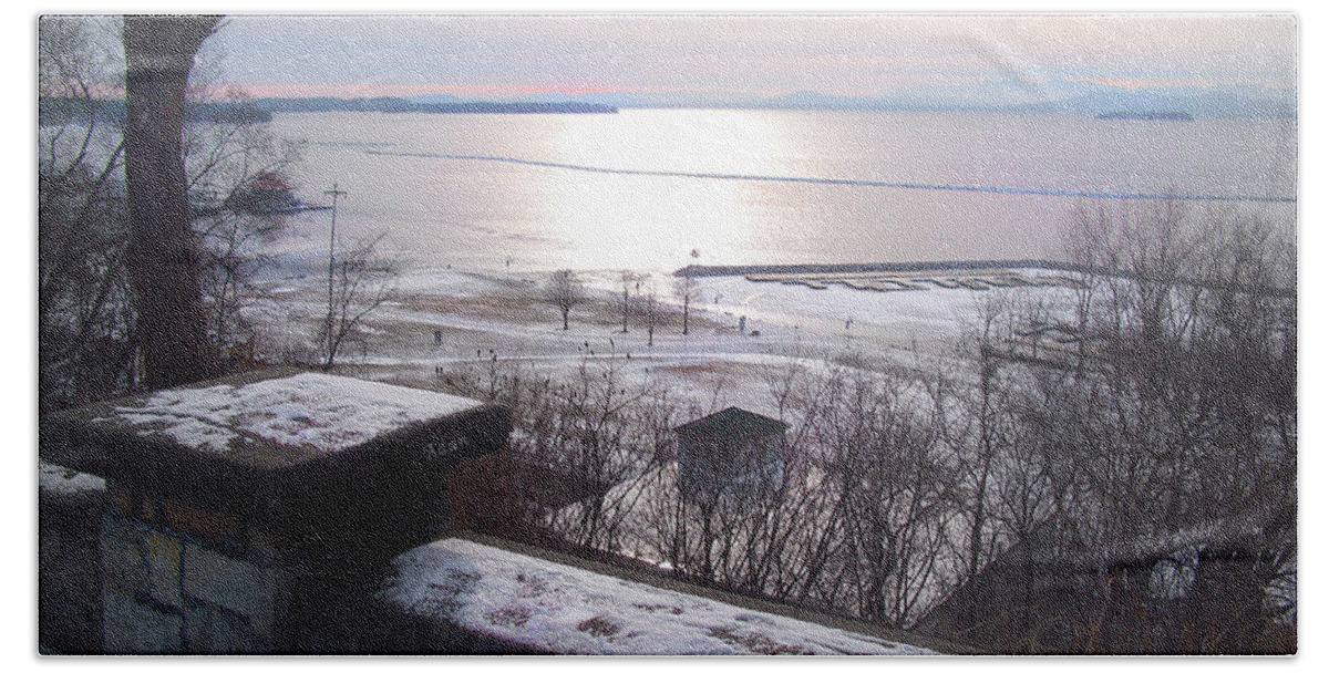 Battery Park Burlington Vt Beach Towel featuring the photograph Lake Champlain South from Battery Park Wall by Felipe Adan Lerma