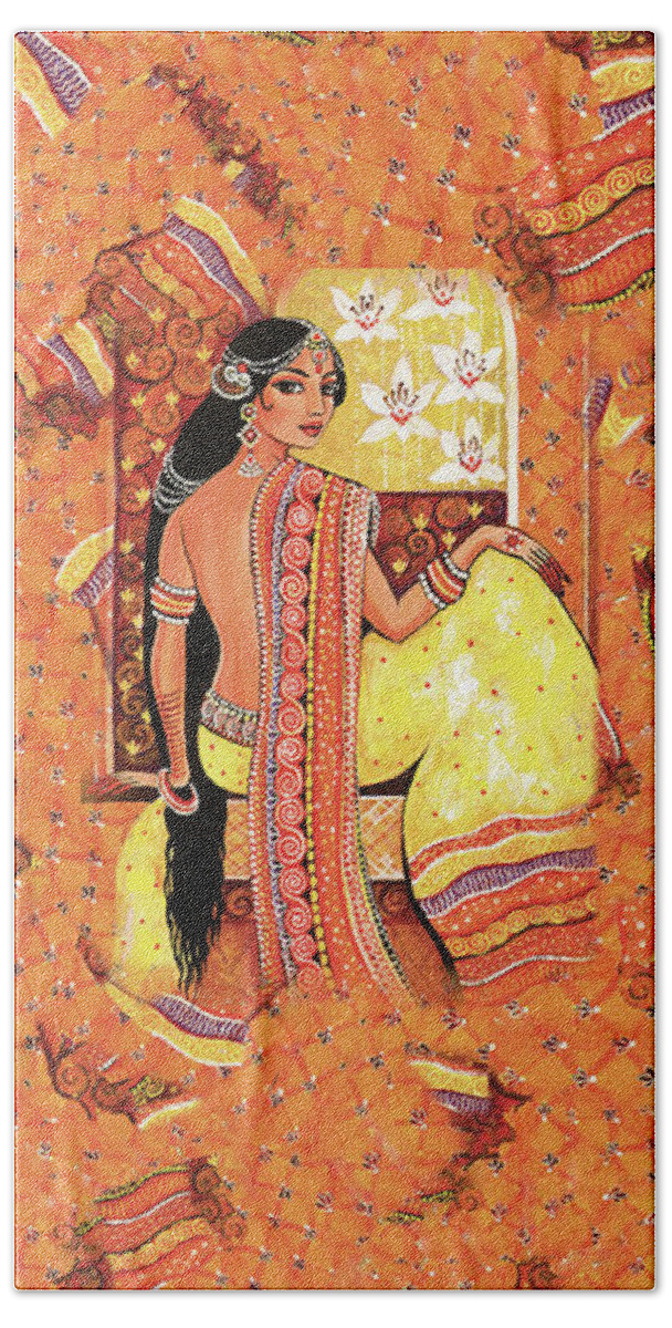 Beautiful Woman Beach Towel featuring the painting Bharat by Eva Campbell