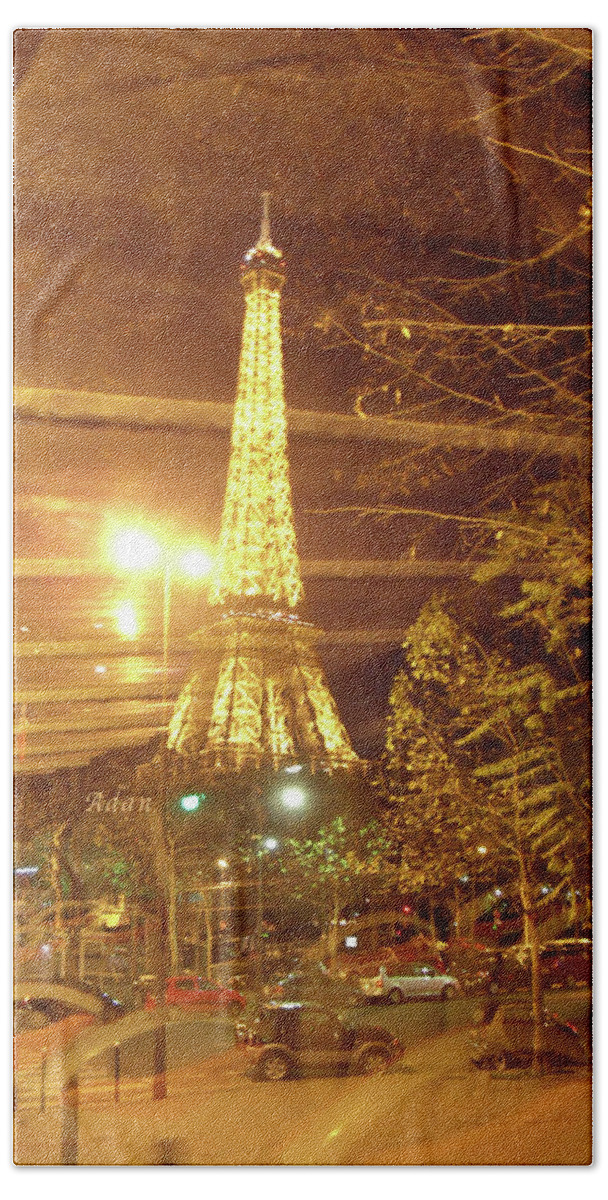Paris Beach Sheet featuring the photograph Eiffel Tower by Bus Tour by Felipe Adan Lerma