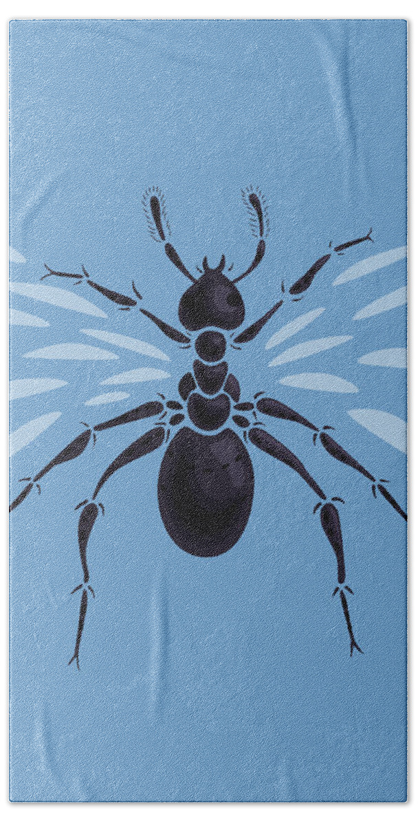 Ant Beach Towel featuring the digital art Abstract Winged Ant by Boriana Giormova