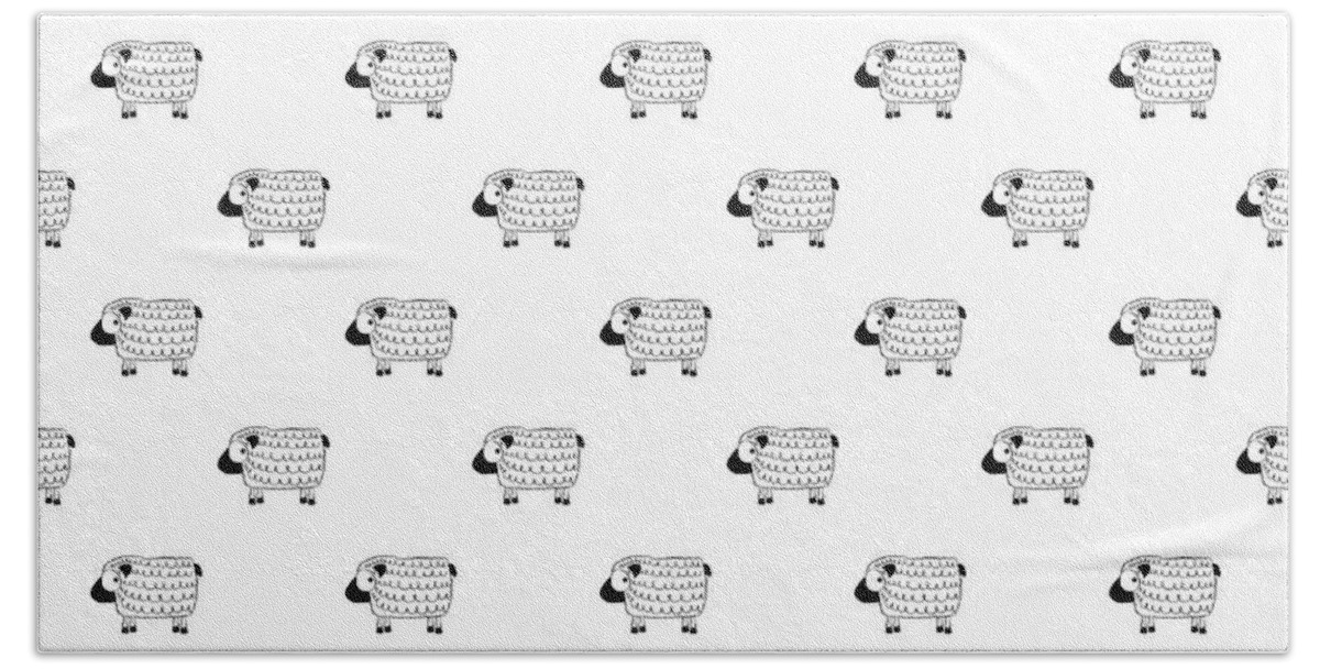 Sheep Beach Towel featuring the digital art Marshmallow the sheep by Lucia Stewart