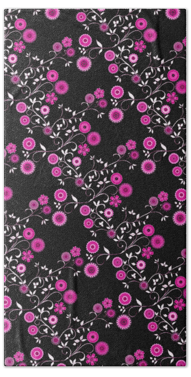 Pink Floral Explosion Beach Towel featuring the digital art Pink Floral Explosion by Two Hivelys