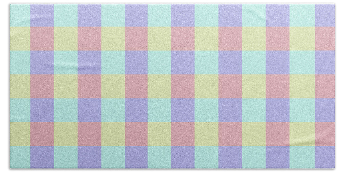 Colour Blocks Beach Towel featuring the photograph Plaid Blue Soft Yellow Rose Blush Lavender Cyan Tetradic Colour Blocks by Sharon Mau