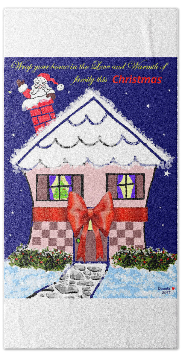 Christmas Beach Towel featuring the drawing Christmas Card by Quwatha Valentine