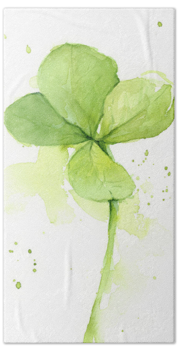Clover Beach Towel featuring the painting Clover Watercolor by Olga Shvartsur