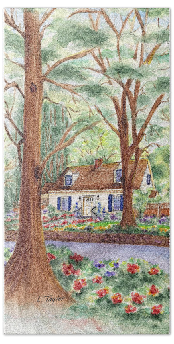 Cottage In Woods Beach Sheet featuring the painting Main Street Charmer by Lori Taylor