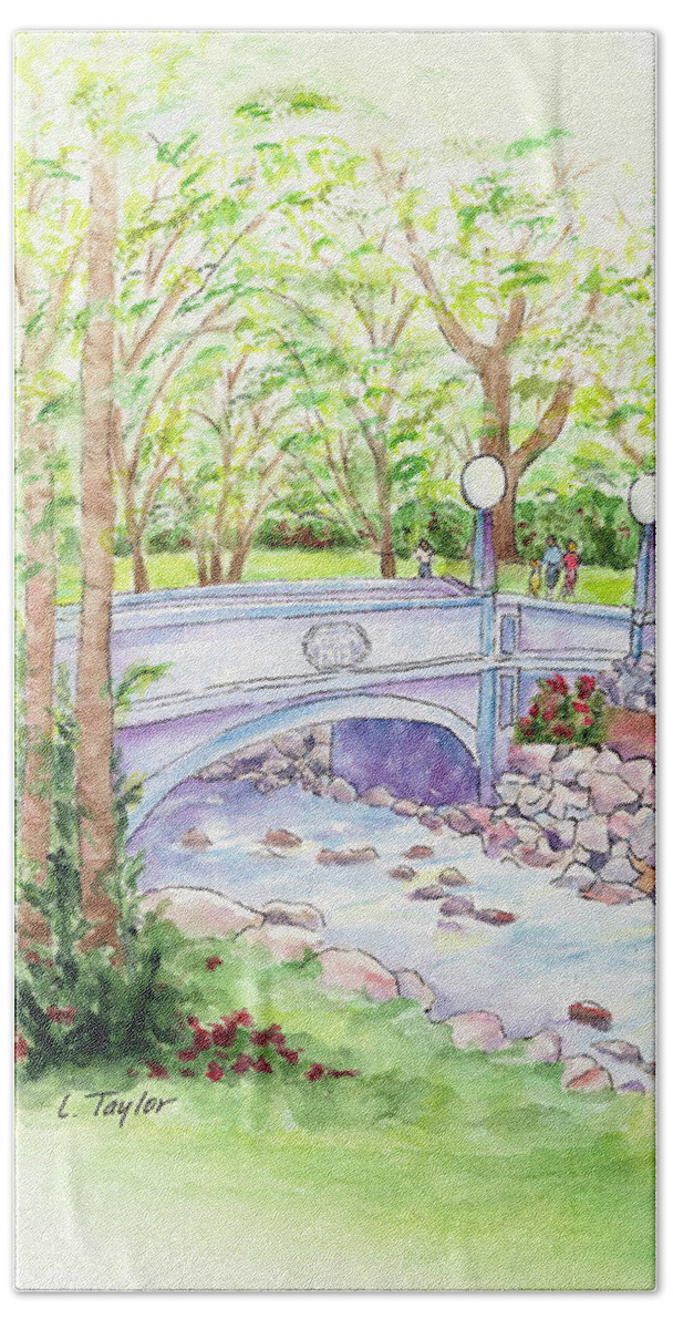 Park Beach Sheet featuring the painting Creekside by Lori Taylor