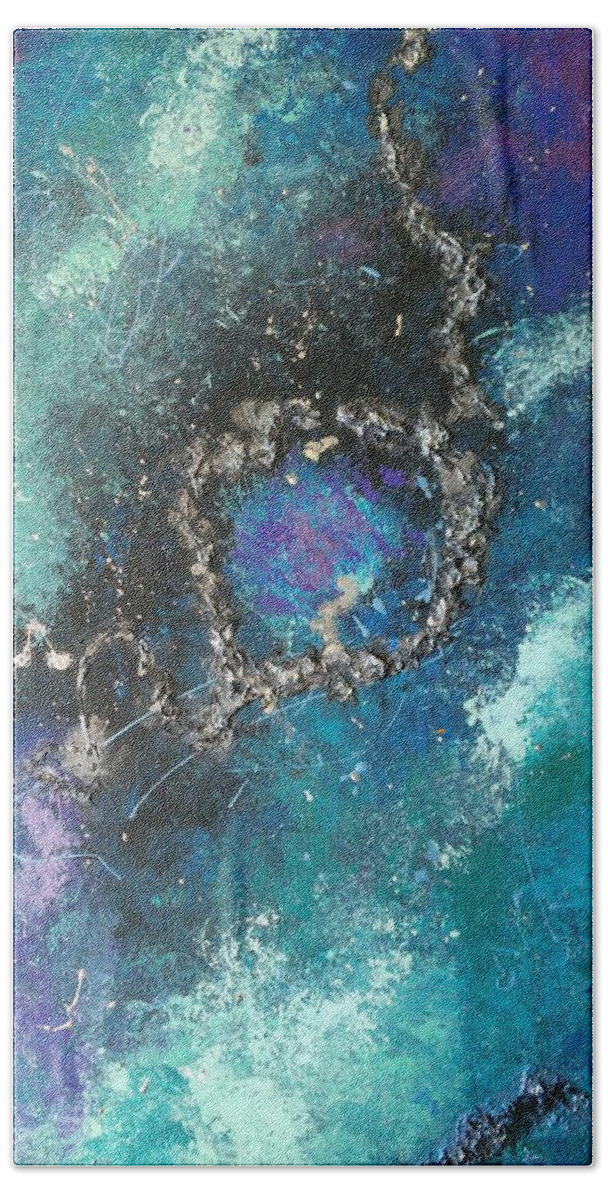 Space Beach Towel featuring the painting Asteroid Ring by Talyn Draconmore