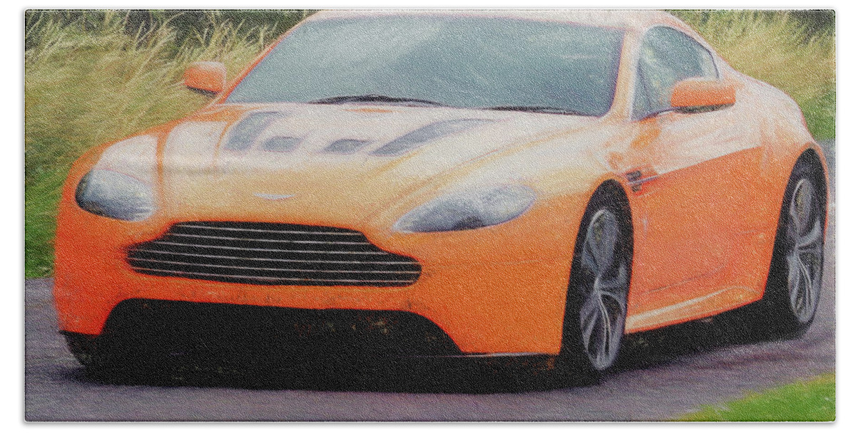 Aston Martin Beach Towel featuring the digital art Aston Martin V12 Vantage by Roy Pedersen
