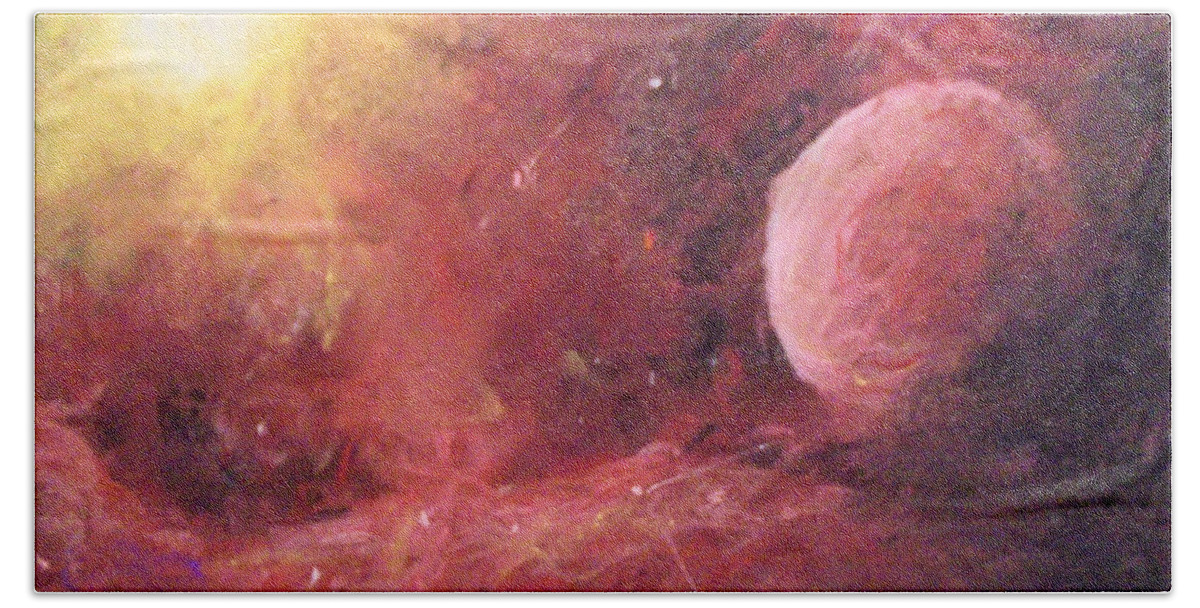 Chromatic Sunset Beach Towel featuring the painting Astro Awakening by Jen Shearer
