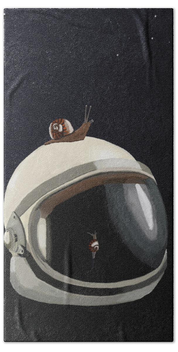 Snails Beach Sheet featuring the digital art Astronaut's helmet by Keshava Shukla