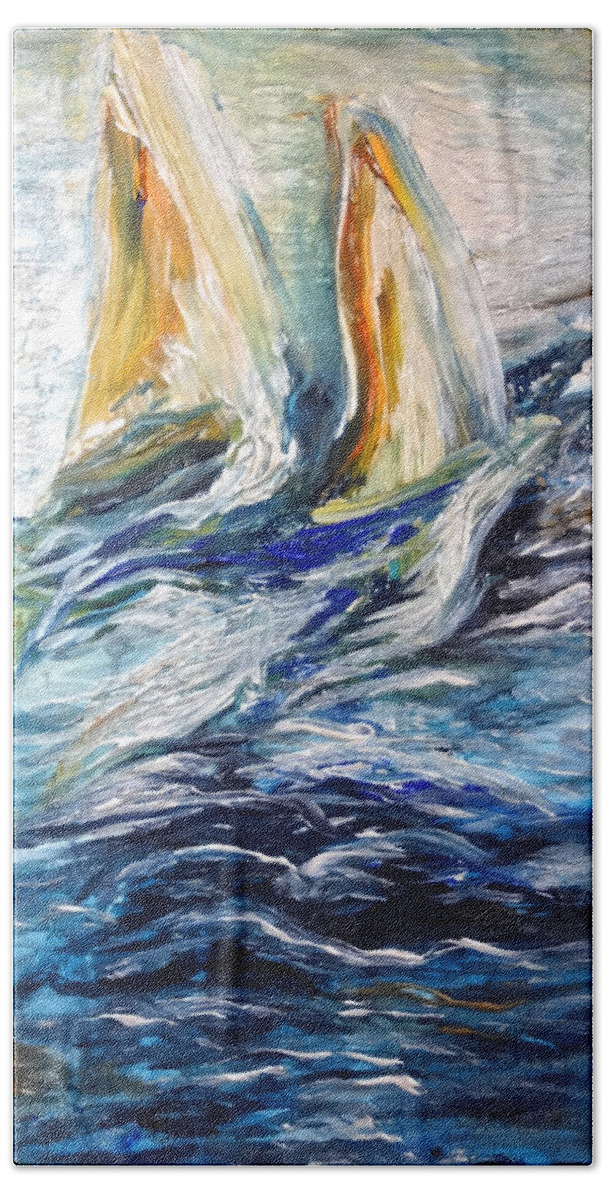 Sailing Beach Sheet featuring the painting At Sea by Michelle Pier