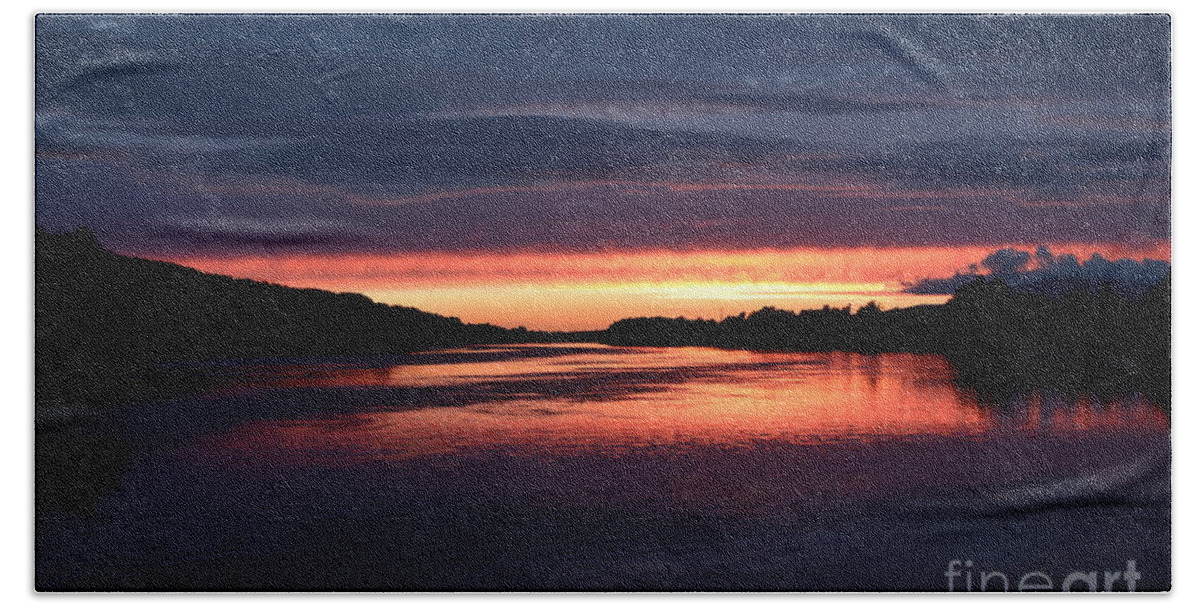 Sunset Beach Towel featuring the photograph August sunset by Joe Cashin