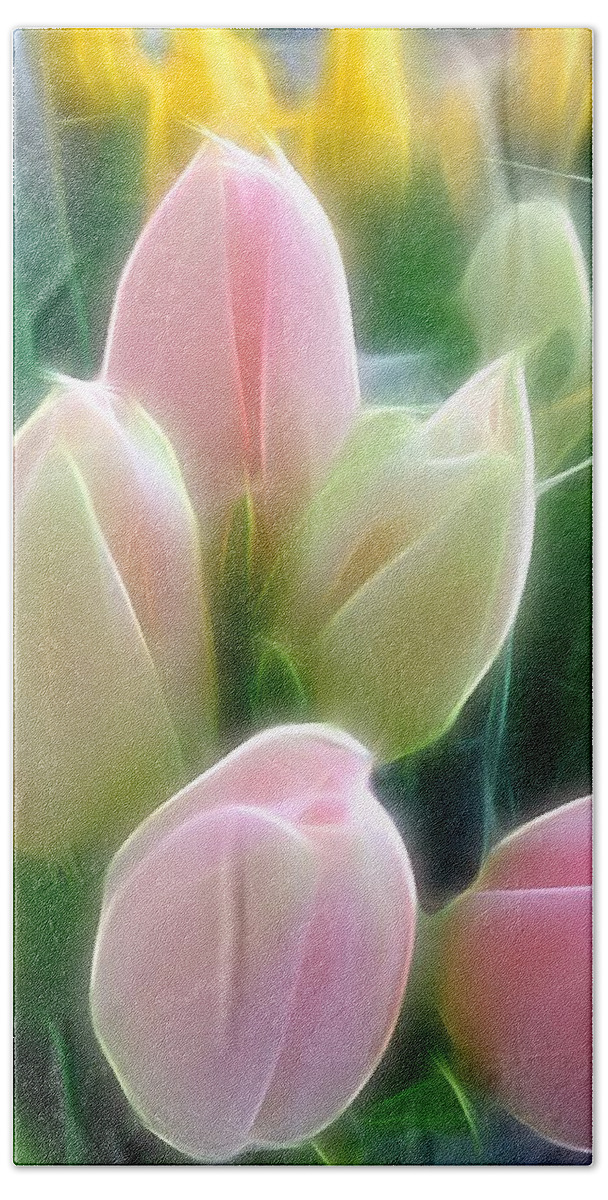 Image Created On Instagram Via @kmessmer53 Beach Towel featuring the photograph Aura of Tulip by Kathleen Messmer
