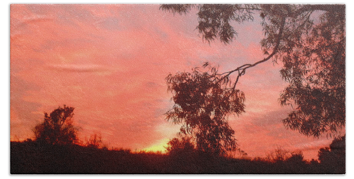Red Beach Towel featuring the photograph Red dawn by Maria Aduke Alabi