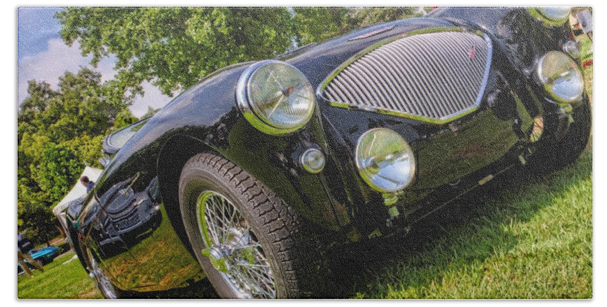 Austin Healey 100 Beach Towel featuring the digital art Austin Healey 100 by Super Lovely