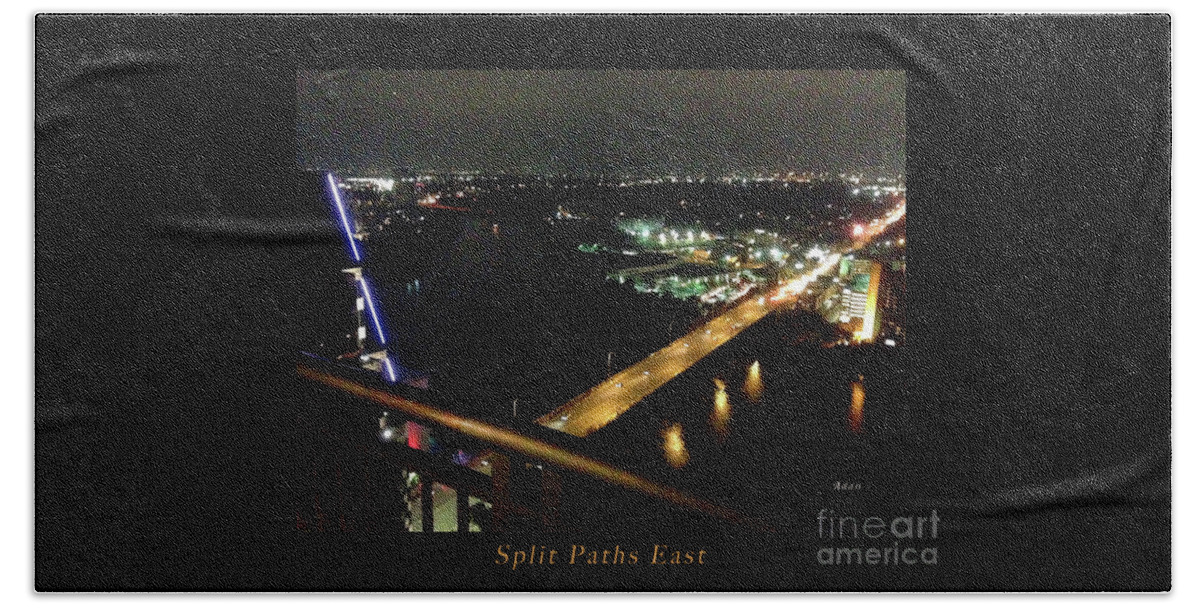 Austin Texas Beach Towel featuring the photograph Austin Nights Split Paths East by Felipe Adan Lerma