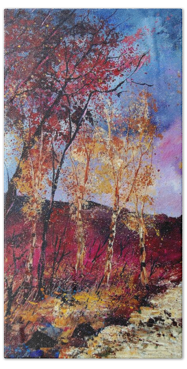 Landscape Beach Sheet featuring the painting Autumn 760808 by Pol Ledent