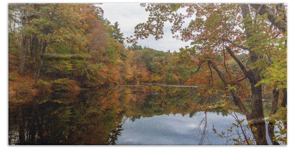 Landscape Beach Towel featuring the photograph Autumn at Hillside Pond by Brian MacLean