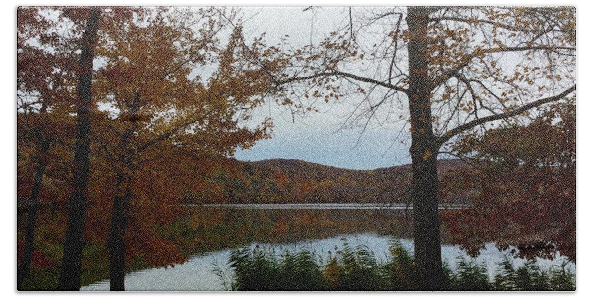 New York Beach Towel featuring the photograph Autumn at Rockland Lake NY by Richard Bryce and Family
