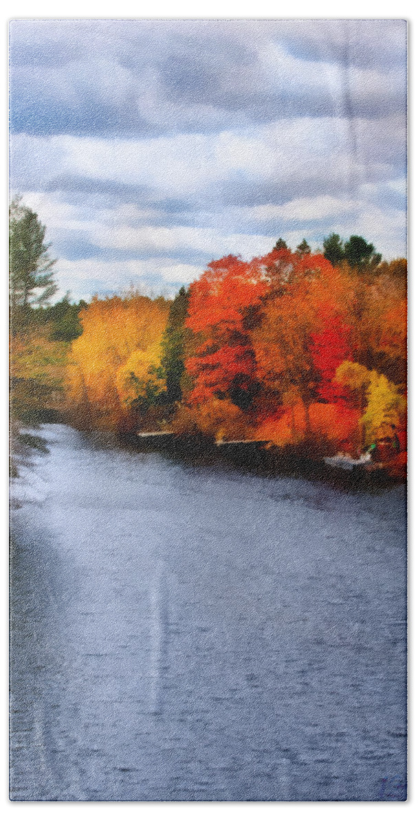 Autumn Beach Sheet featuring the digital art Autumn Channel by JGracey Stinson