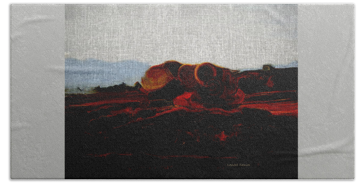 Abstract Beach Towel featuring the mixed media Autumn Fire by Lenore Senior