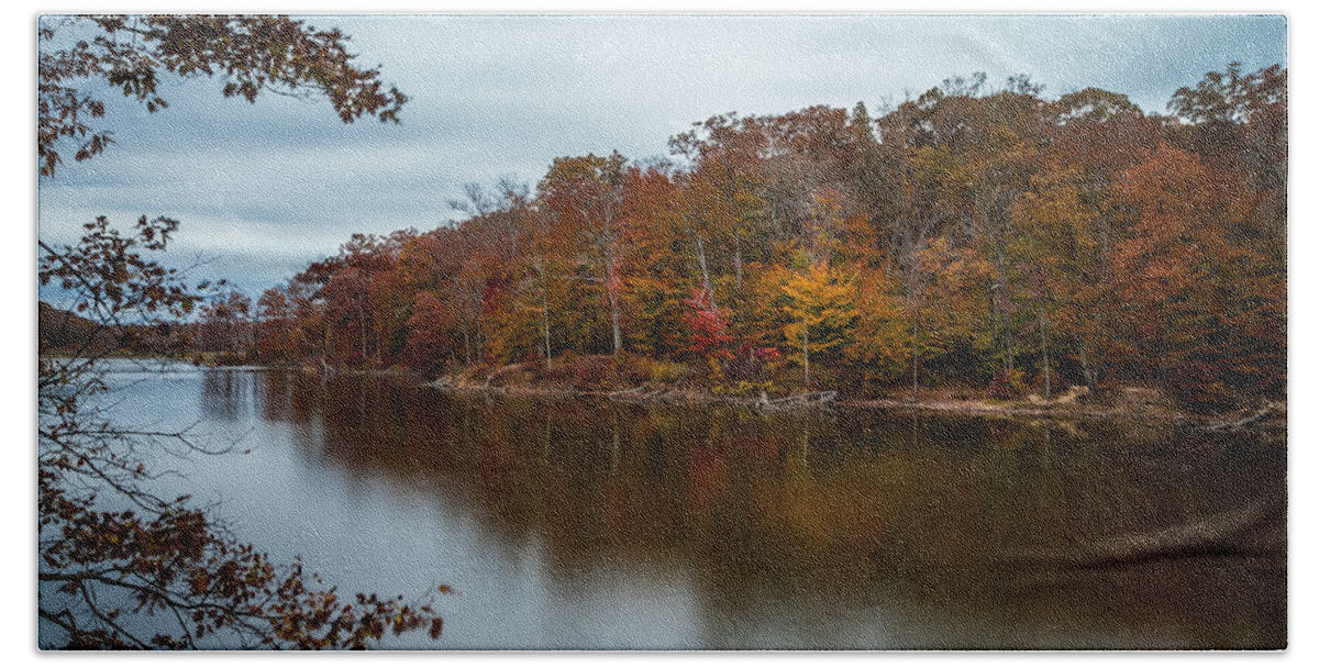 Autumn Beach Towel featuring the photograph Autumn in Brown County - Long Exposure by Ron Pate