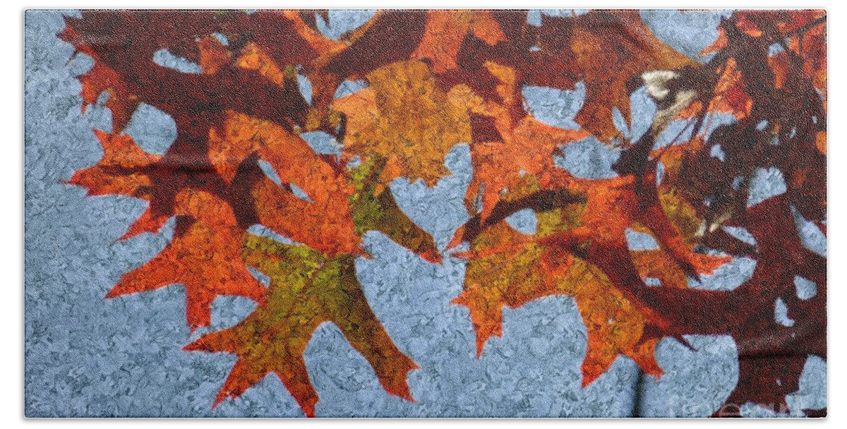 Autumn Beach Towel featuring the digital art Autumn Leaves 20 by Jean Bernard Roussilhe
