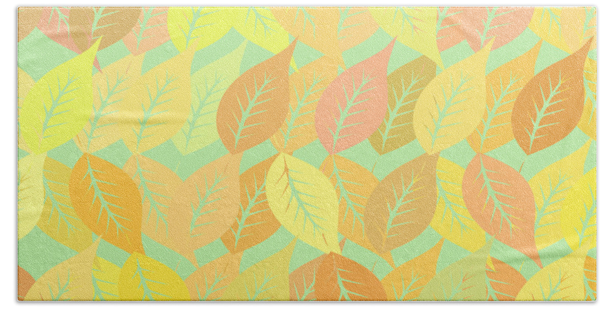 Pattern Beach Towel featuring the digital art Autumn leaves pattern by Gaspar Avila