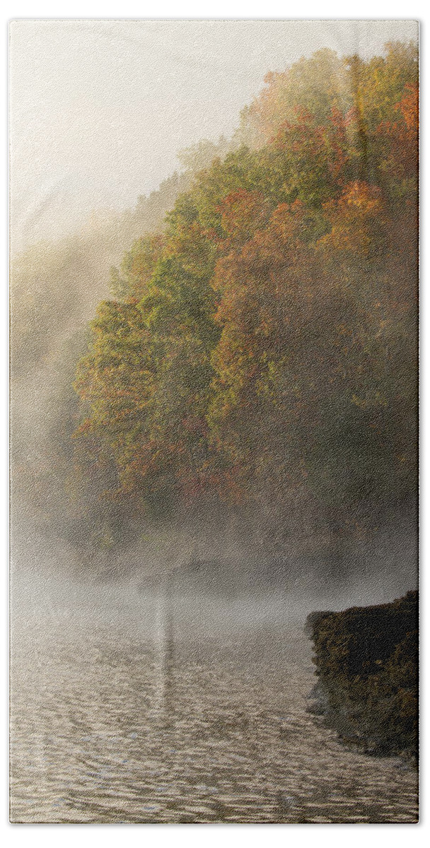 Lake Beach Towel featuring the photograph Autumn Mist on Dale Hollow Lake by Paul Rebmann