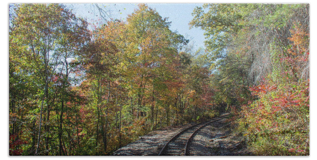 Autumn Beach Sheet featuring the photograph Autumn on the Hiawassee Rails by John Black