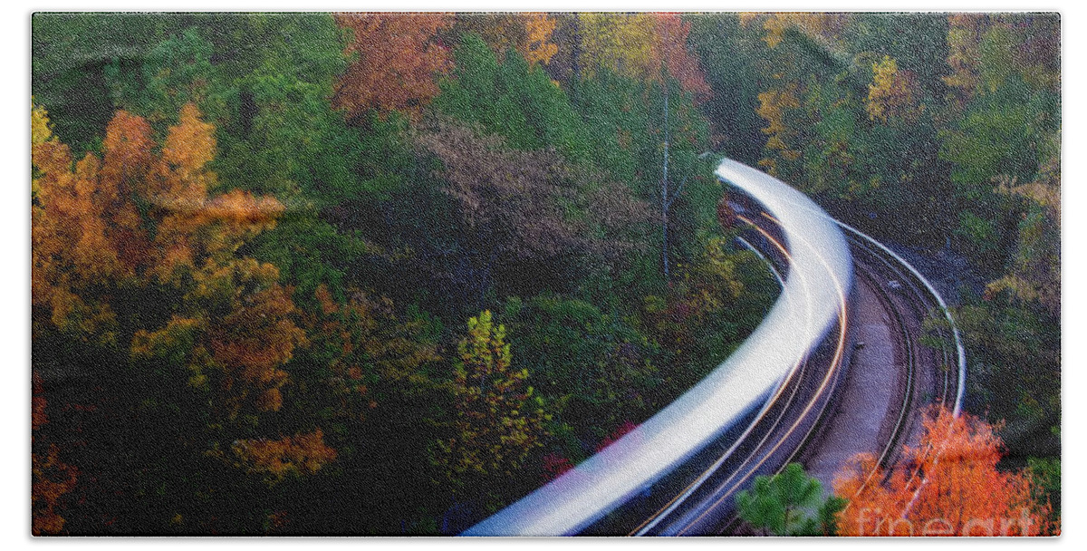 Atlanta Beach Sheet featuring the photograph Autumn Rails by Doug Sturgess
