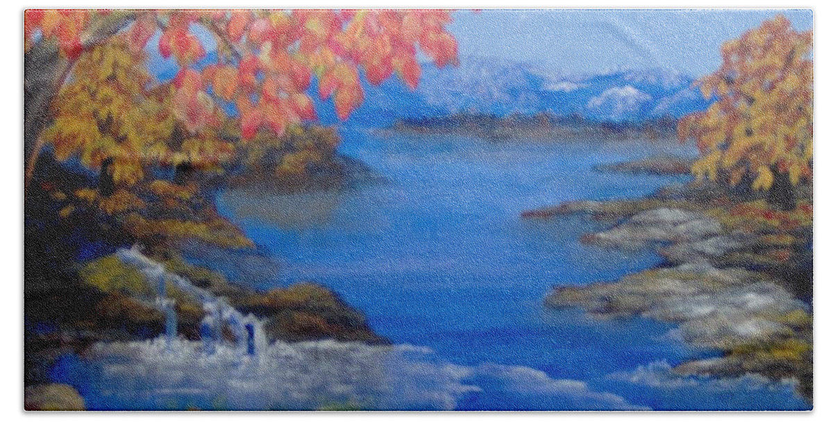 Trees Beach Towel featuring the painting Autumn by Saundra Johnson