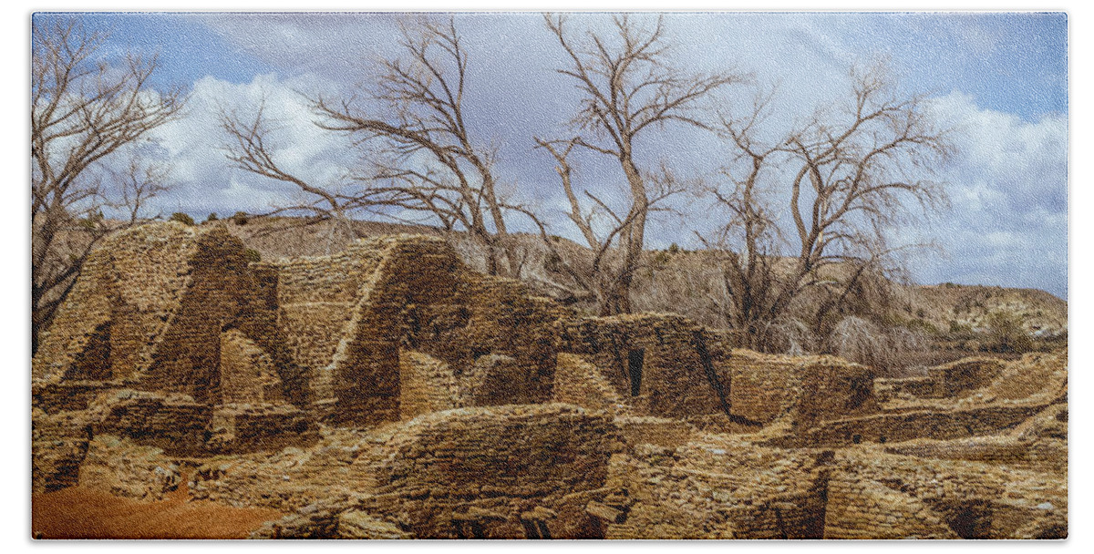 Aztec Beach Sheet featuring the photograph Aztec Ruins, New Mexico by Ron Pate