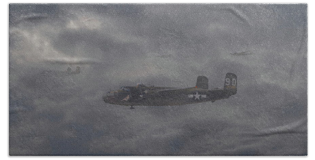 Aircraft Beach Sheet featuring the digital art B25 - 12th USAAF by Pat Speirs