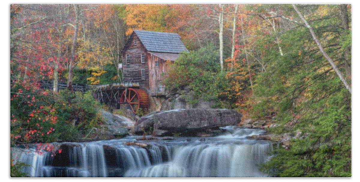 Wall Art Beach Towel featuring the photograph Babcock Grist Mill II by Harriet Feagin