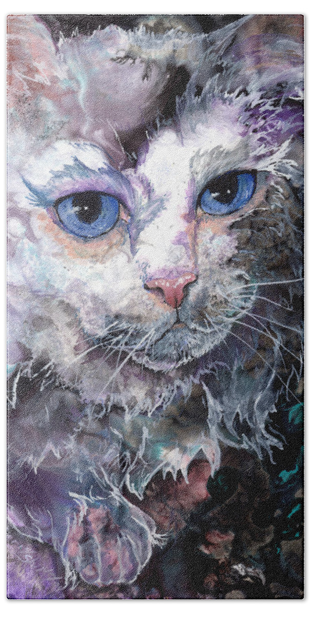 Cat Beach Sheet featuring the painting Baby Blues by Sherry Shipley