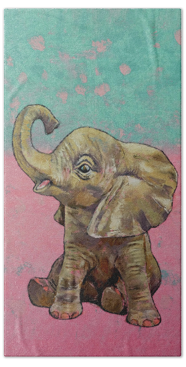 Boy Beach Towel featuring the painting Baby Elephant by Michael Creese