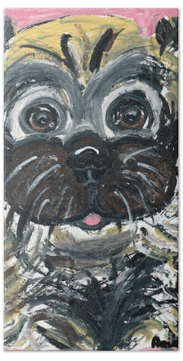 Pekingese Beach Towel featuring the painting Baby Oh Baby by Ania M Milo