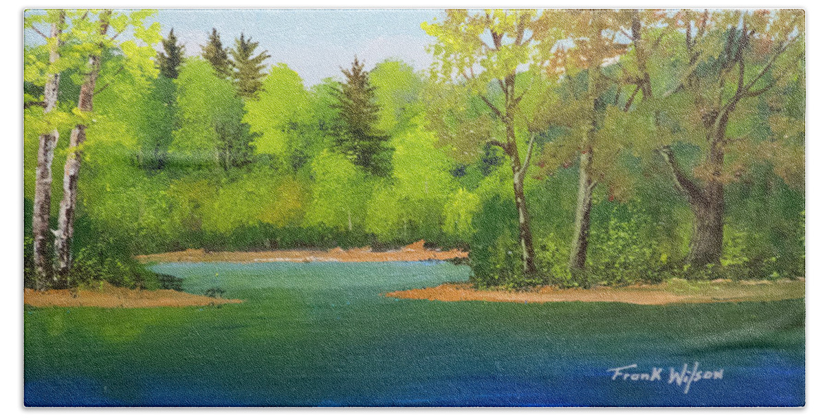 Back Country Pond Beach Sheet featuring the painting Back Country Pond by Frank Wilson