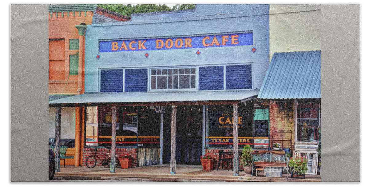  Restaurant Beach Sheet featuring the photograph Back Door Cafe by Savannah Gibbs