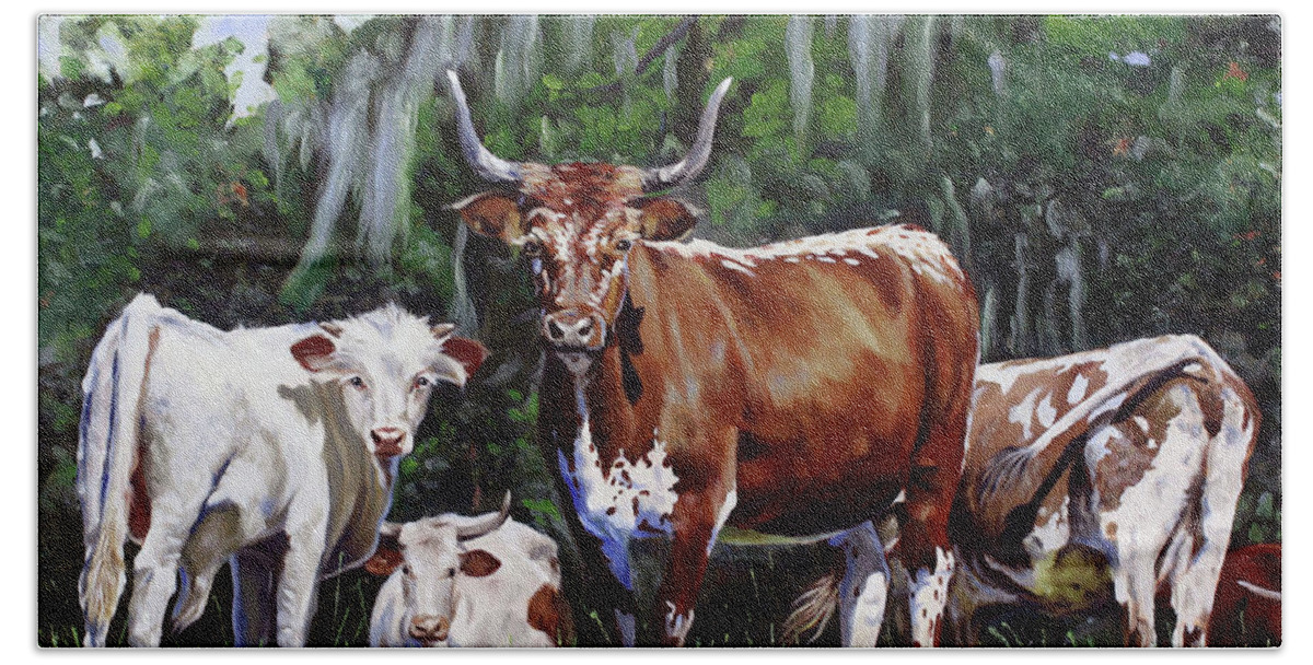 Cows Beach Sheet featuring the painting Back Off by Rick McKinney